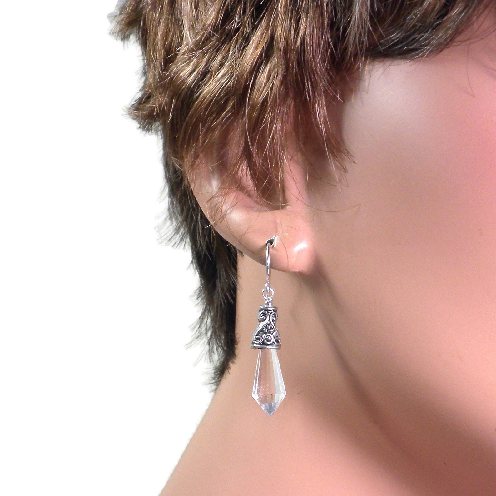 Clear Crystal Earrings Dangle Clear Crystal Drop Earrings Etsy