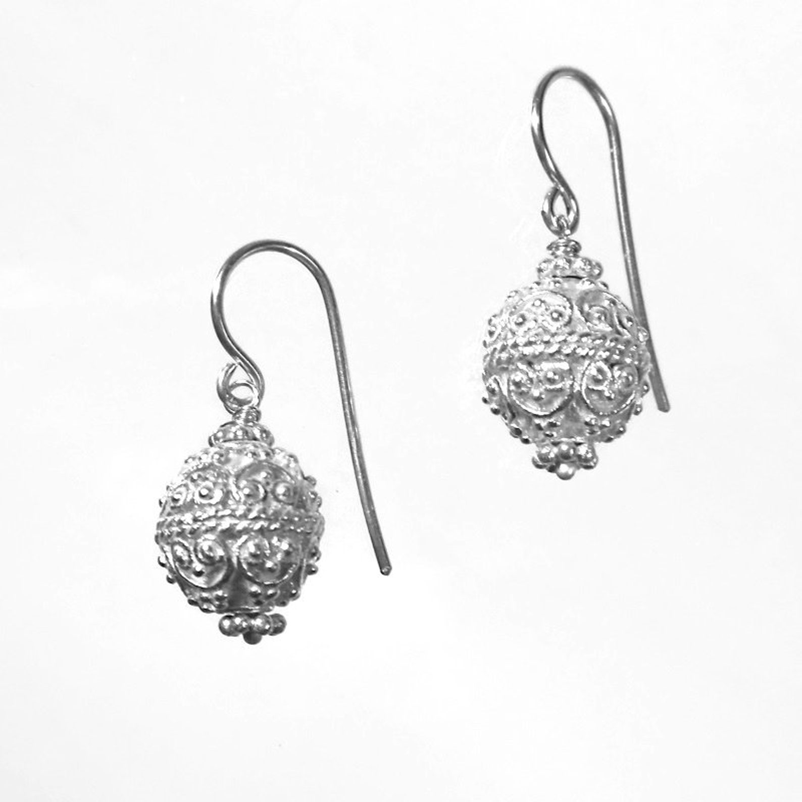 Filigree Silver Ball Earrings Silver Bead Earrings Croatian Etsy