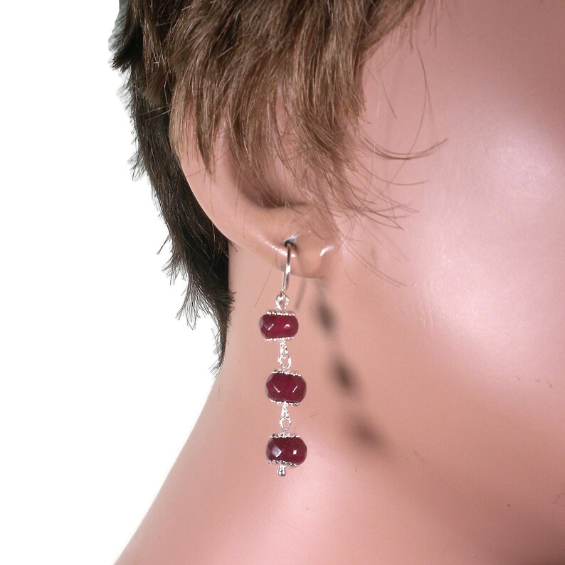 Ruby Earrings, Ruby Dangle Earrings, Ruby Jewelry, Dainty Earrings, Red Gemstone Earrings, Gift For Her, July Birthstone, Anniversary Gift, afbeelding 3