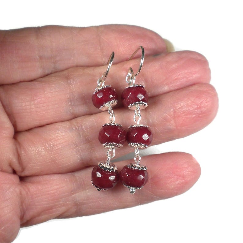 Ruby Earrings, Ruby Dangle Earrings, Ruby Jewelry, Dainty Earrings, Red Gemstone Earrings, Gift For Her, July Birthstone, Anniversary Gift, afbeelding 5
