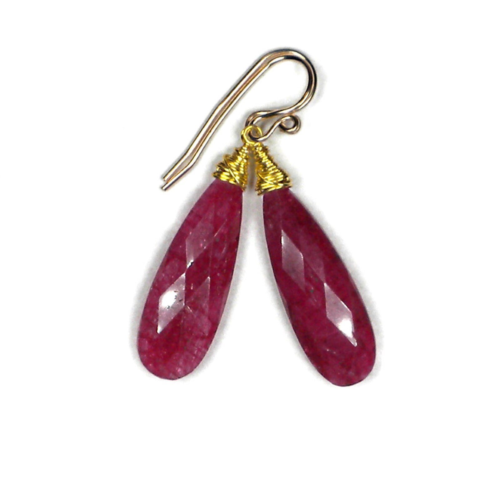 Genuine Ruby Earrings Ruby Drop Earrings Ruby Dangle Etsy