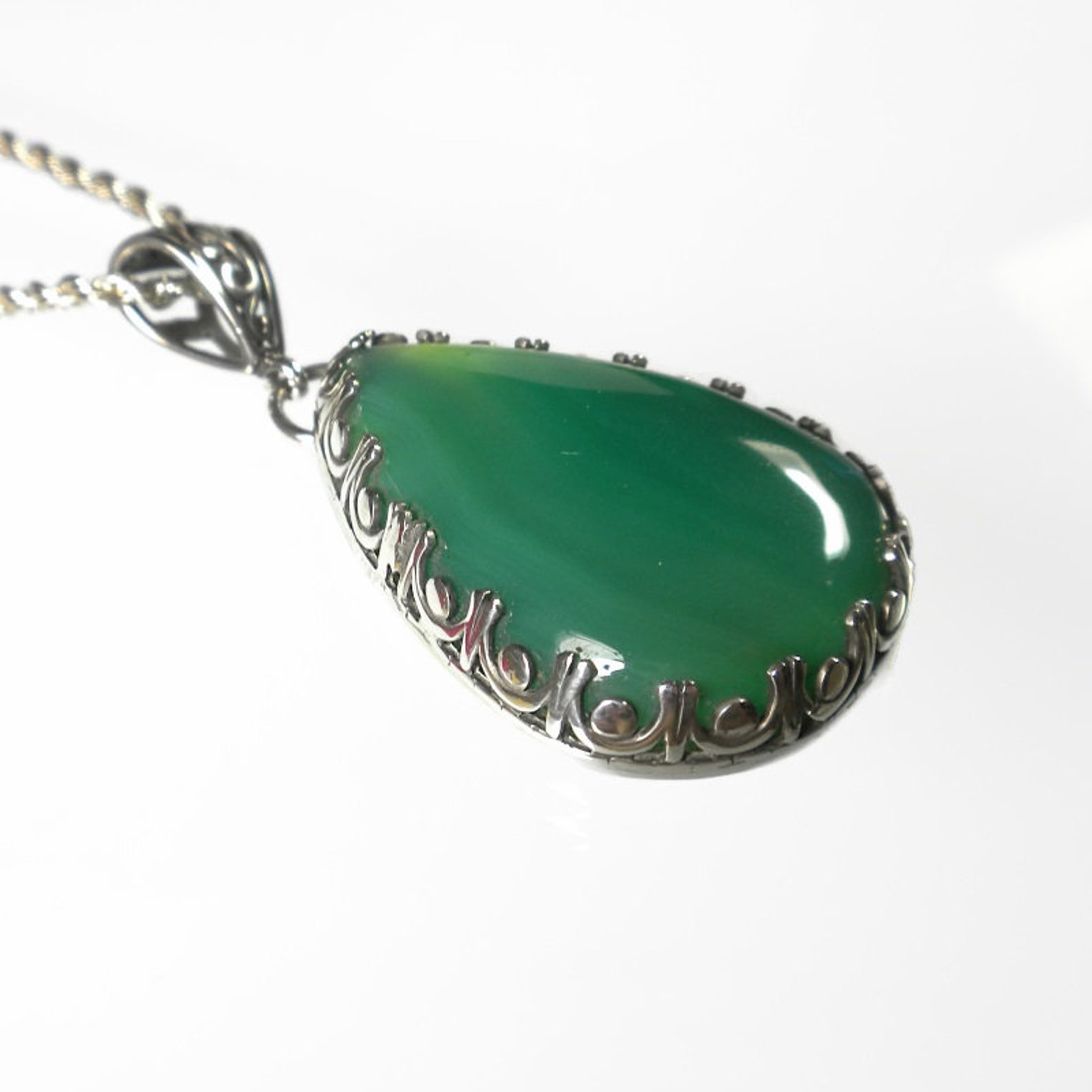 Green Stone Necklace Green Statement Necklace Green Pendant - Etsy New ...