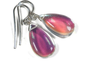 Rainbow Quartz Earrings, Multicolor Earrings, Rainbow Drop Earrings, Teardrop Dangle Earrings, Gift For Her