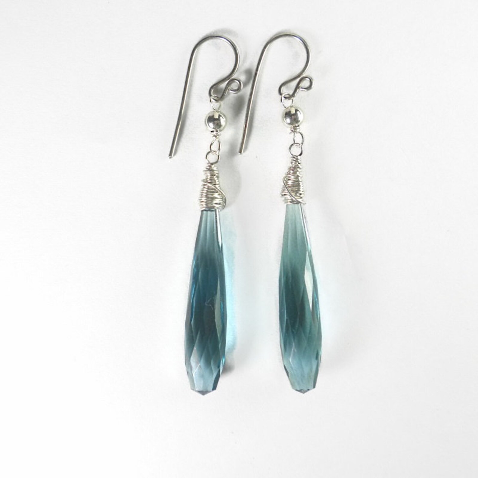 Aquamarine Gemstone Drop Ladies Sterling Silver Earrings - Aquamarine Gemstone Silver Jewellery