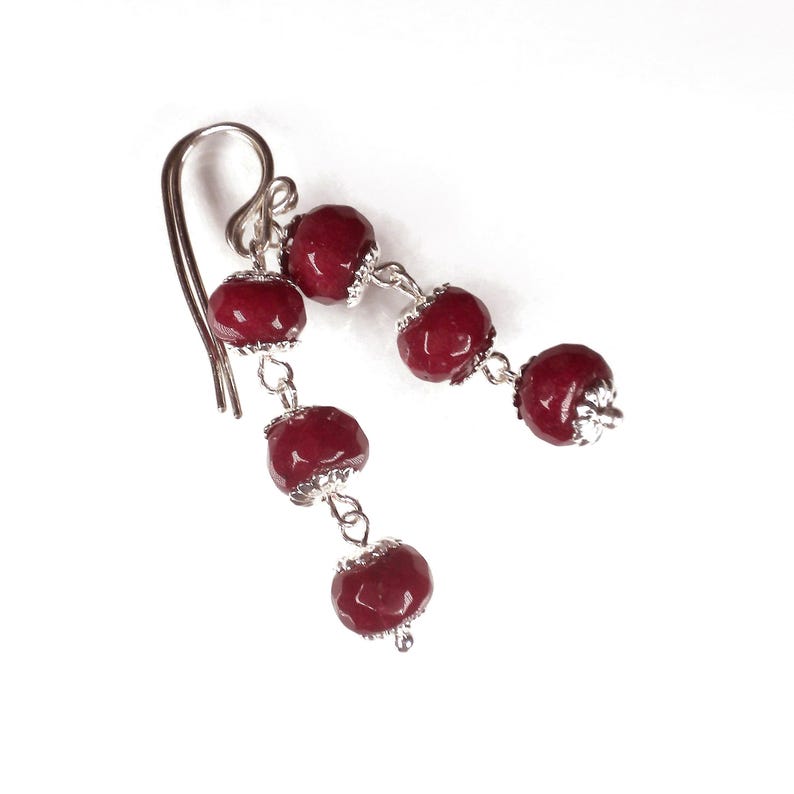 Ruby Earrings, Ruby Dangle Earrings, Ruby Jewelry, Dainty Earrings, Red Gemstone Earrings, Gift For Her, July Birthstone, Anniversary Gift, afbeelding 4