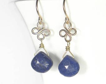 Blue Lapis Earrings Gold, Lapis Lazuli Earrings, Gold Filled, Lapis Drop Earrings