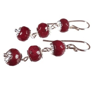 Ruby Earrings, Ruby Dangle Earrings, Ruby Jewelry, Dainty Earrings, Red Gemstone Earrings, Gift For Her, July Birthstone, Anniversary Gift, afbeelding 1