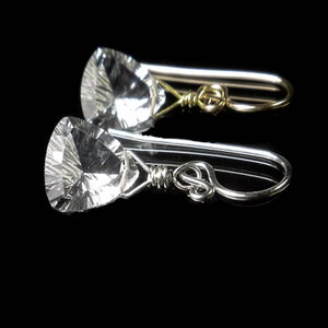 Crystal Earrings Dangle, Small Dainty Crystal Earrings, Clear Crystal Earrings, Trillion Earrings Drop, Gold Filled Or Sterling Silver