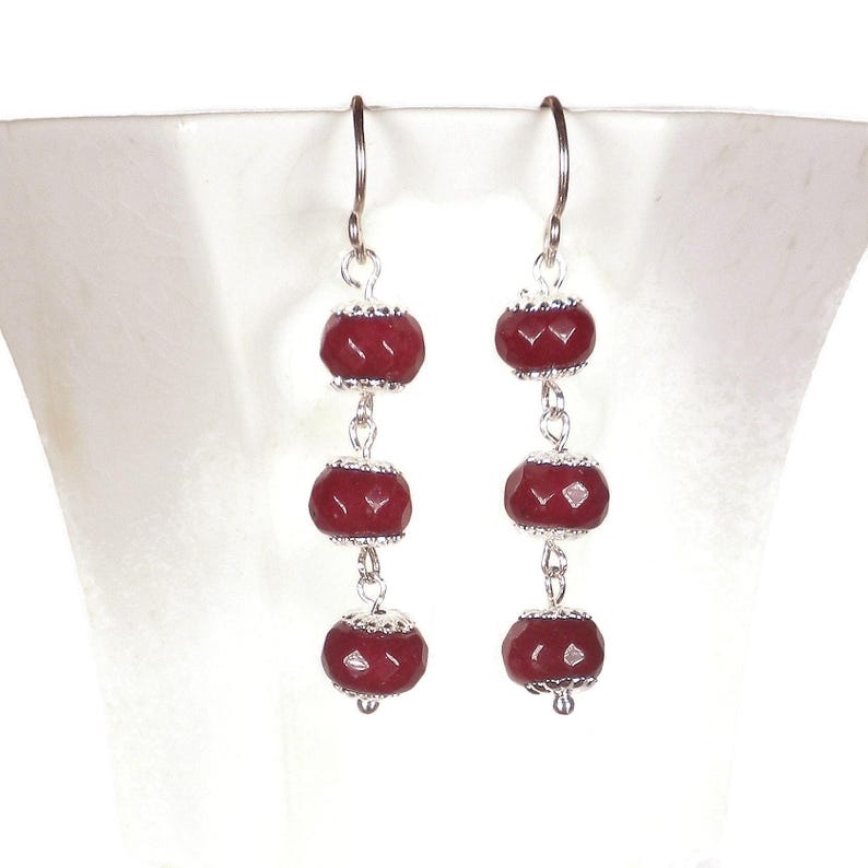 Ruby Earrings, Ruby Dangle Earrings, Ruby Jewelry, Dainty Earrings, Red Gemstone Earrings, Gift For Her, July Birthstone, Anniversary Gift, afbeelding 6