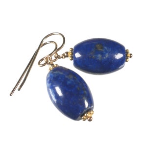 Handmade Lapis Lazuli Dangle Earrings: Gold-Filled Vermeil Accents