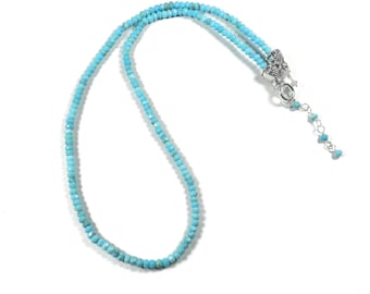 Turquoise Bead Choker: Sterling Silver Dainty Necklace, December