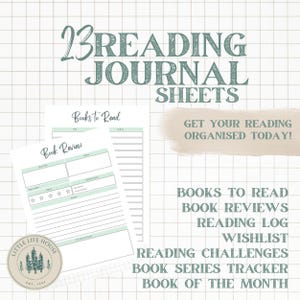 Reading Journal Printable Book Journal Pages Reading Tracker Book Bingo Reading Challenge Book Lover Gift for Reader Digital Download Gift