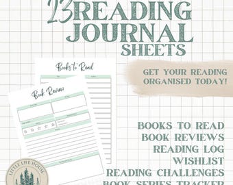 Reading Journal Printable Book Journal Pages Reading Tracker Book Bingo Reading Challenge Book Lover Gift for Reader Digital Download Gift