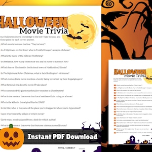 Halloween Movie Trivia Game: Spooky Party Quiz (PDF Printable)
