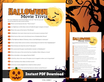 Jeu-questionnaire sur le film d'Halloween : quiz effrayant pour la fête (PDF imprimable)