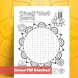 Diwali Word Search Printable for Kids (ages 7–10) | Fun Festival of ...