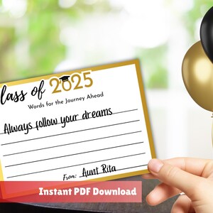 Graduation Advice Cards with Bonus Matching Sign Printable – Instant PDF Download