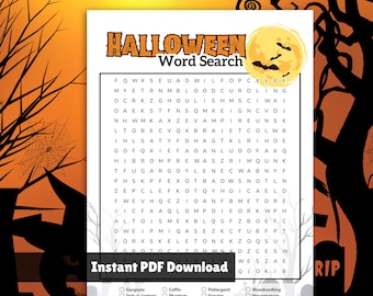 Halloween Word Search for Adults & Teens Printable | Halloween Game | Halloween Puzzle
