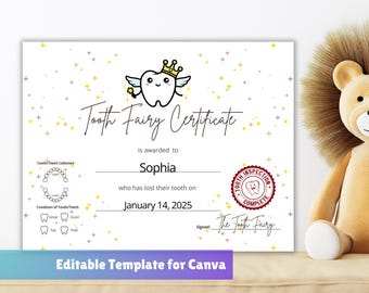 Editable Tooth Fairy Certificate Template: First Lost Tooth Printable ...