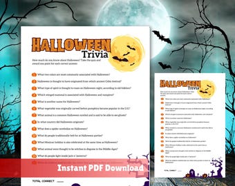 Halloween Trivia Game: Spooky Party Quiz (PDF Printable with Answer Key