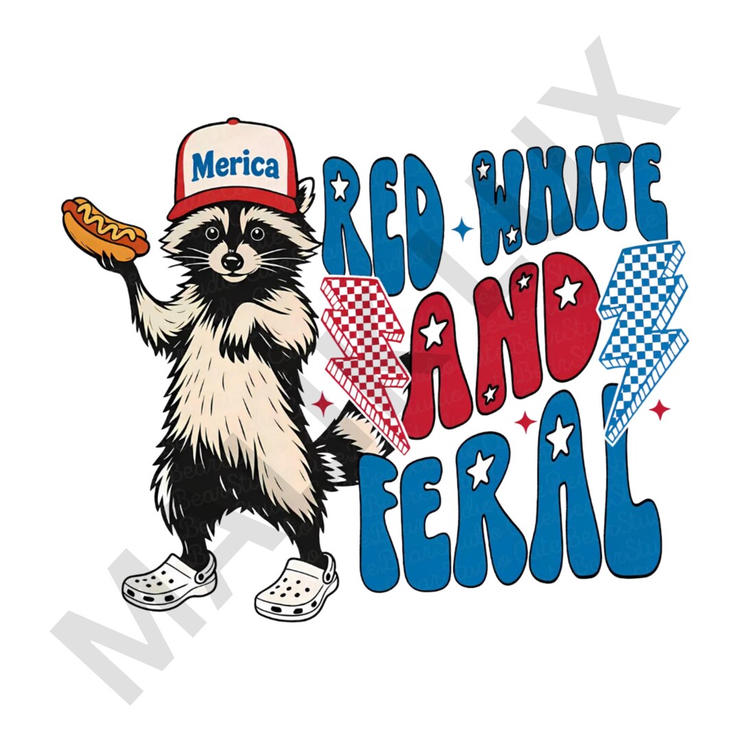 Red White and Feral PNG Bundle – Funny 4th of July Raccoon Clipart ...