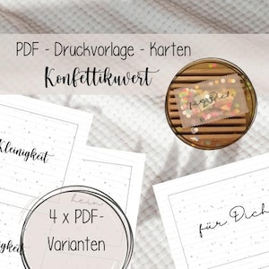 Druckvorlage Konfetti - PDF Vorlage - Gutschein / Für Dich / Kuvert / Karten / kleines Mitbringsel / Geschenk