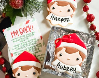 2 Personalized Elf Decorated Sugar Cookies - Gift Box - Christmas Cookies