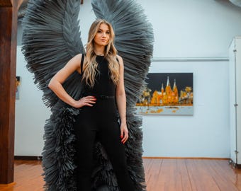 Gray Carnival Costume: Trinidad Showgirl Outfit with Wings