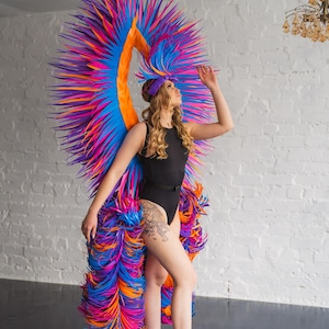 Blue Pink Samba Costume: Caribbean Carnival Cosplay with Wings