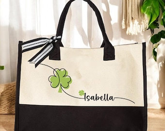 Custom Irish Shamrock Bag, St Patricks Day Tote, Personalized Shoulder Bag, Irish Name Tote, Irish Gifts for Her, St Patricks Day Gifts