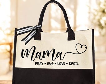 Grandma Canvas Bag, Custom Name Bag Gifts, Customize Canvas Tote Bag, Gifts for Grandmother, Personalized Gifts for Mom, Mothers Day Gifts