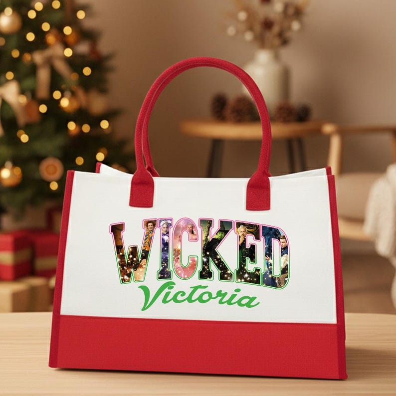 Personalized Wicked Musical Canvas Tote, Custom Name Broadway Gift, Elphaba Glinda Theatre Bag, Wicked Witch Shopper image 5