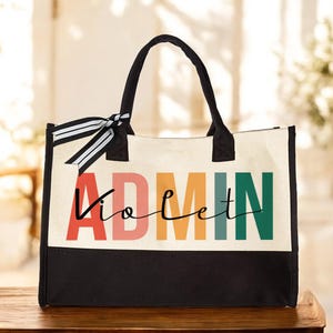 Custom Admin Tote Bag, Personalized Administrative Assistant Gift, Office Staff Tote Bag Gifts, Admin Work Bag with Name, Custom Office Tote