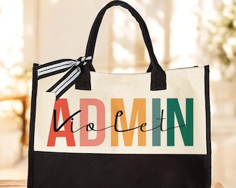 Bolsa de mano personalizada para administración, regalo personalizado para asistente administrativo, bolsa de mano para personal de oficina, bolsa de trabajo administrativa con nombre, bolsa de mano personalizada para oficina