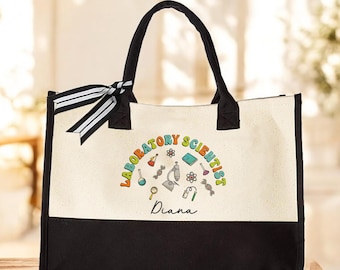 Personalized Laboratory Scientist Tote, Custom Lab Tech Gift, Science Tote Bag, Gift for Lab Staff, Custom Name Tote, Medical Tote