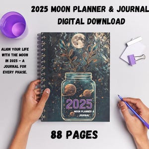 Stay Connected with the Cosmos: 2025 Moon Cycle Digital Planner | Spiritual Moon Phase Journal | Printable Ink Saver | iPad Moon Planner