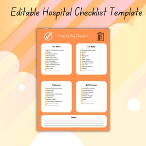 Printable Hospital Bag Checklist | Essential Items for Calm & Empowered Birth | Natural Birth Packing Guide | Instant Download