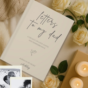Diario de cartas cristianas a mi papá en el cielo, duelo cristiano, libro de recuerdos basado en la fe, cuaderno conmemorativo personalizado para papá por la pérdida de un padre.