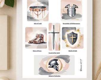Rüstung Gottes Wandkunst, Epheser 6 druckbar, volle Rüstung Gottes Schrift Dekor, christliches Geschenk für Frauen, Bibel Vers Druck, Jesus Druck