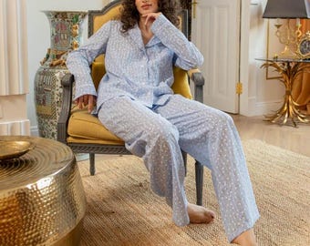 Floral Cotton Pajama Set Women | Boho Cotton PJs | Breathable Sleepwear | Lightweight Loungewear