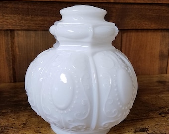 Vintage White Egg & Dart Milk Glass Lamp Shade 3.25 fitter Beaded Scroll Victorian