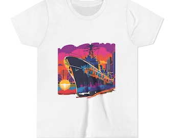 Navy Ship Youth T-Shirt – Fun Short Sleeve Tee for Navy Kids | 7 Colors Available