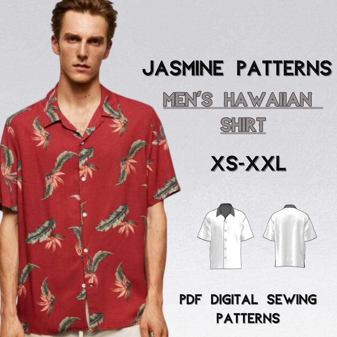 Men’s Hawaiian Shirt Sewing Pattern, XS-XXL, PDF Digital Download ...