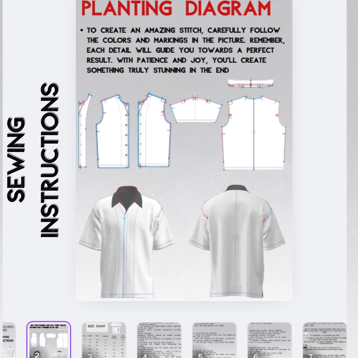 Men’s Hawaiian Shirt Sewing Pattern, XS-XXL, PDF Digital Download ...