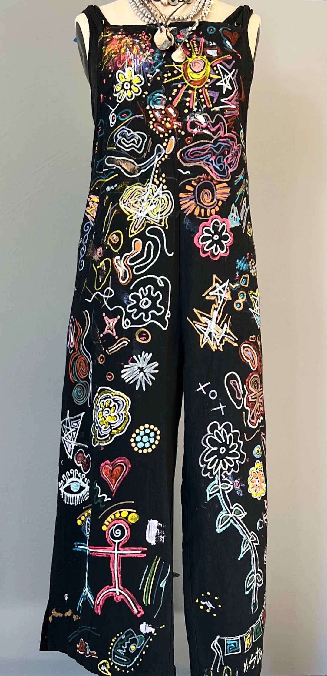 Hand Painted Jumpsuit Sophisticated Graffiti Painting Very Zen Etsy