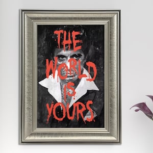 Tony Montana Wall Art - Al Pacino Scarface Vintage Framed Art, The World Is Yours Home Decor
