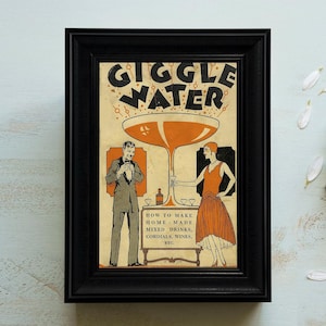 Giggle Water Print: ヴィンテージフレームウォールアート、マティーニ&バーカート装飾、スタイリッシュなバーの壁装飾用のトレンディなドリンクポスター