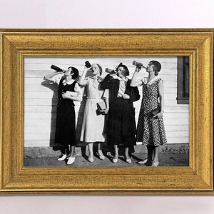 Prohibition Photo Vintage Framed Print - Women Drinking Black & White Wall Art