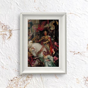Frank Dicksee Frame Wall Art,The Two Crowns wall art Museum Poster,Frank Dicksee Framed Poster,Couple love art