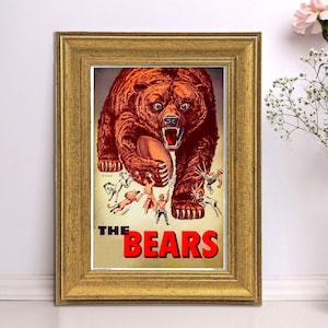 Vintage Reproduction 1958 Chicago Bears NFL Football Framed Art – Iconic Classic Sports Memorabilia for Timeless Home Décor